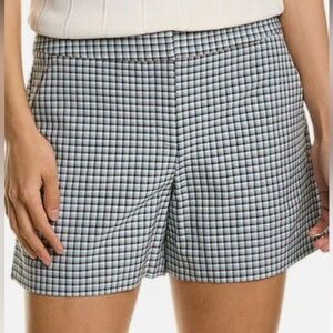 Theory Lynie Check Plaid Blue Black Tailored Short Size 8 NWOT